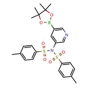 Chemical structure of 4-methyl-N-(5-(4,4,5,5-tetramethyl-1,3,2-dioxaborolan-2-yl)pyridin-3-yl)-N-tosylbenzenesulfonamide , CAS 1333222-50-6, AChemBlock T93022