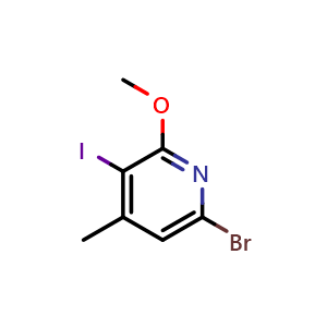 Chemical structure of 6-Bromo-3-iodo-2-methoxy-4-methylpyridine , CAS 2271443-07-1, AChemBlock T93024