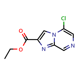 Chemical structure of ethyl 5-chloroimidazo[1,2-a]pyrazine-2-carboxylate , CAS 1250999-47-3, AChemBlock T93029