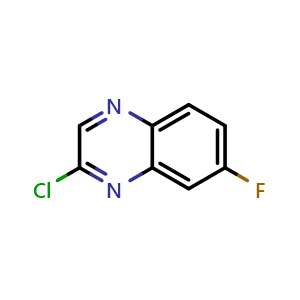 Chemical structure of 2-chloro-7-fluoroquinoxaline , CAS 1233932-59-6, AChemBlock T93030