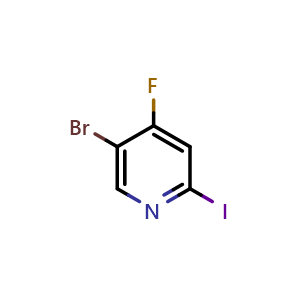 Chemical structure of 5-bromo-4-fluoro-2-iodo-pyridine , CAS 1260669-95-1, AChemBlock T93047