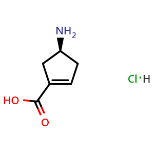 Chemical structure of (4S)-4-aminocyclopentene-1-carboxylic acid hydrochloride , AChemBlock T93069