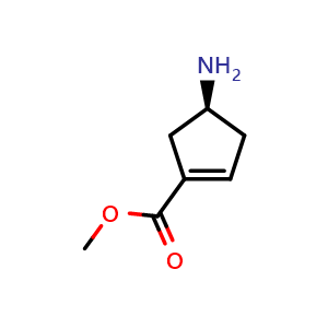 Chemical structure of methyl (4S)-4-aminocyclopentene-1-carboxylate , CAS 2365470-69-3, AChemBlock T93087