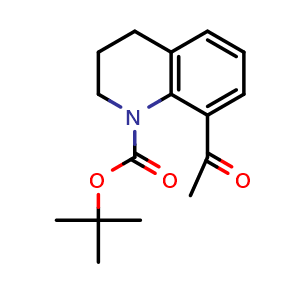 Chemical structure of tert-butyl 8-acetyl-3,4-dihydro-2H-quinoline-1-carboxylate , CAS 1784051-24-6, AChemBlock T93095
