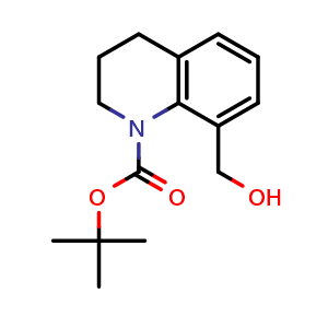 Chemical structure of tert-butyl 8-(hydroxymethyl)-3,4-dihydro-2H-quinoline-1-carboxylate , CAS 1030846-87-7, AChemBlock T93115