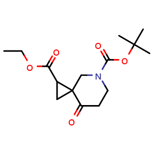 Chemical structure of O5-tert-butyl O2-ethyl 8-oxo-5-azaspiro[2.5]octane-2,5-dicarboxylate , CAS 2387596-22-5, AChemBlock T93123