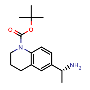 Chemical structure of tert-butyl 6-[(1R)-1-aminoethyl]-3,4-dihydro-2H-quinoline-1-carboxylate , CAS 2387567-06-6, AChemBlock T93125