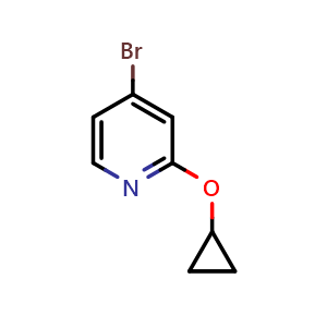 Chemical structure of 4-bromo-2-cyclopropyloxypyridine , CAS 1209460-14-9, AChemBlock T93138