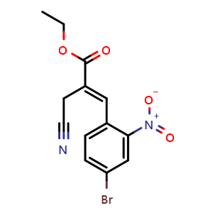 Chemical structure of ethyl (E)-3-(4-bromo-2-nitrophenyl)-2-(cyanomethyl)acrylate , CAS 926927-55-1, AChemBlock T93139