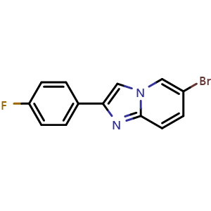 Chemical structure of 6-bromo-2-(4-fluorophenyl)imidazo[1,2-a]pyridine , CAS 426825-66-3, AChemBlock T93155