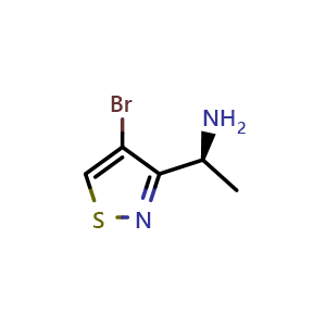 Chemical structure of (S)-1-(4-bromoisothiazol-3-yl)ethan-1-amine , CAS 2411592-37-3, AChemBlock T93171