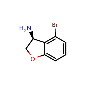Chemical structure of (3S)-4-bromo-2,3-dihydrobenzofuran-3-amine , CAS 1213356-59-2, AChemBlock T93177