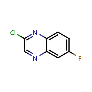 Chemical structure of 2-chloro-6-fluoroquinoxaline , CAS 55687-33-7, AChemBlock T93199