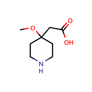 Chemical structure of 2-(4-methoxy-4-piperidyl)acetic acid , CAS 1780729-97-6, AChemBlock T93212