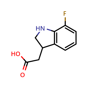 Chemical structure of 2-(7-fluoroindolin-3-yl)acetic acid , CAS 1368446-92-7, AChemBlock T93213