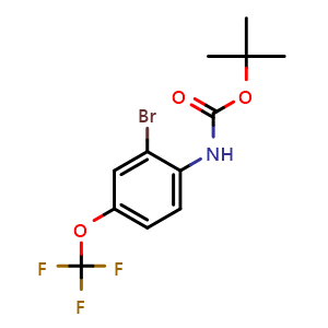 Chemical structure of tert-butyl 2-bromo-4-(trifluoromethoxy)phenylcarbamate , CAS 1057720-35-0, AChemBlock T93227