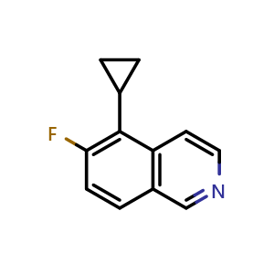 Chemical structure of 5-Cyclopropyl-6-fluoroisoquinoline , CAS 2411637-51-7, AChemBlock T93229