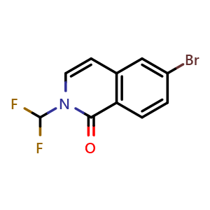 Chemical structure of 6-bromo-2-(difluoromethyl)isoquinolin-1(2H)-one , CAS 864867-08-3, AChemBlock T93240