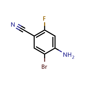 Chemical structure of 2-Bromo-5-fluoro-4-cyanoaniline , CAS 1934940-89-2, AChemBlock T93247