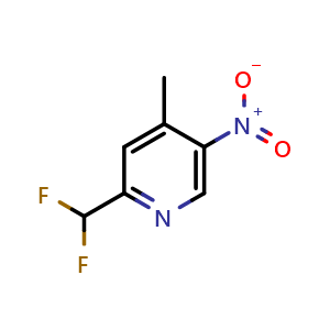 Chemical structure of 2-(difluoromethyl)-4-methyl-5-nitropyridine , CAS 1805311-74-3, AChemBlock T93250