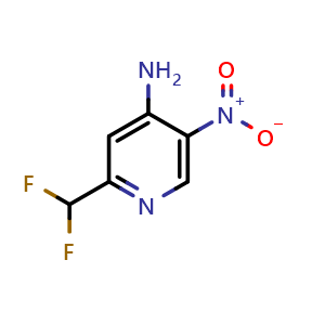 Chemical structure of 2-(difluoromethyl)-5-nitropyridin-4-amine , CAS 1805173-38-9, AChemBlock T93251