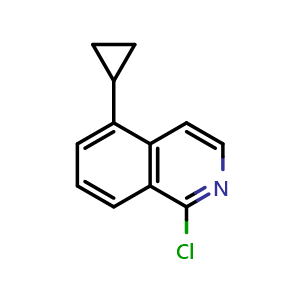 Chemical structure of 1-chloro-5-cyclopropylisoquinoline , CAS 1553721-69-9, AChemBlock T93256