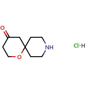 Chemical structure of 1-oxa-9-azaspiro[5.5]undecan-4-one hydrochloride , CAS 2172079-20-6, AChemBlock T93310