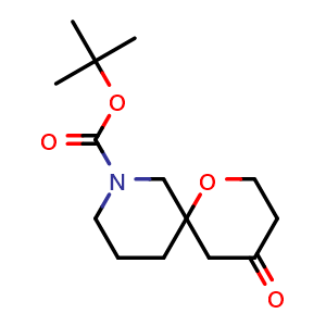 Chemical structure of tert-butyl 4-oxo-1-oxa-8-azaspiro[5.5]undecane-8-carboxylate , CAS 1782605-87-1, AChemBlock T93318