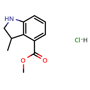 Chemical structure of Methyl 3-methylindoline-4-carboxylate hydrochloride , CAS 2387595-76-6, AChemBlock T93423