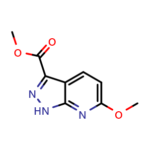 Chemical structure of methyl 6-methoxy-1H-pyrazolo[3,4-b]pyridine-3-carboxylate , CAS 2117371-21-6, AChemBlock T93436