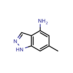 Chemical structure of 4-Amino-6-methyl-1H-indazole , CAS 90764-89-9, AChemBlock T93484
