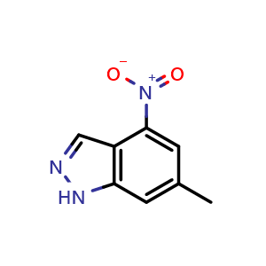 Chemical structure of 6-Methyl-4-nitro-1H-indazole , CAS 857773-68-3, AChemBlock T93485
