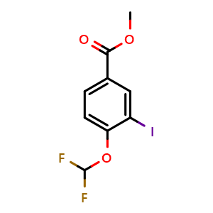 Chemical structure of Methyl 4-(difluoromethoxy)-3-iodobenzoate , CAS 1131614-23-7, AChemBlock T93531
