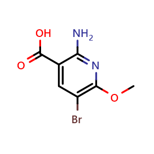 Chemical structure of 2-amino-5-bromo-6-methoxy-pyridine-3-carboxylic acid , CAS 1935891-49-8, AChemBlock T93546