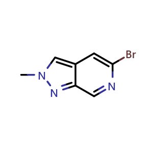 Chemical structure of 5-bromo-2-methyl-pyrazolo[3,4-c]pyridine , CAS 2089292-88-4, AChemBlock T93564