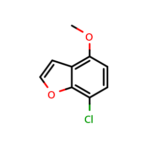 Chemical structure of 7-chloro-4-methoxy-benzofuran , CAS 1427393-29-0, AChemBlock T93566
