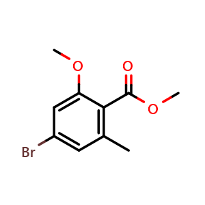 Chemical structure of methyl 4-bromo-2-methoxy-6-methyl-benzoate , CAS 877149-09-2, AChemBlock T93568