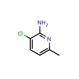 Chemical structure of 3-chloro-6-methyl-pyridin-2-amine , CAS 56960-77-1, AChemBlock T93583