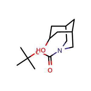 Chemical structure of tert-butyl 7-hydroxy-3-azabicyclo[3.3.1]nonane-3-carboxylate , CAS 1781882-07-2, AChemBlock T93586