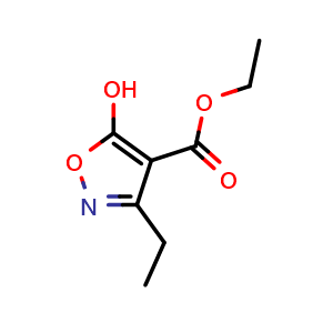Chemical structure of ethyl 3-ethyl-5-hydroxy-isoxazole-4-carboxylate , CAS 122423-01-2, AChemBlock T93601