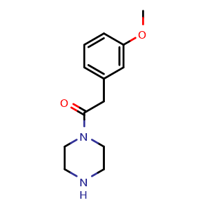 Chemical structure of 2-(3-methoxyphenyl)-1-(piperazin-1-yl)ethan-1-one , CAS 926254-27-5, AChemBlock T93609