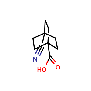 Chemical structure of 4-cyanobicyclo[2.2.2]octane-1-carboxylic acid , CAS 15941-09-0, AChemBlock T93619