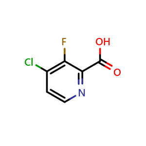 Chemical structure of 4-chloro-3-fluoro-pyridine-2-carboxylic acid , CAS 860296-21-5, AChemBlock T93620