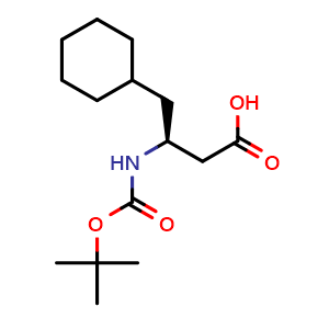 Chemical structure of (3S)-3-(tert-butoxycarbonylamino)-4-cyclohexyl-butanoic acid , CAS 704916-75-6, AChemBlock T93622
