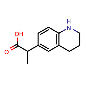 Chemical structure of 2-(1,2,3,4-tetrahydroquinolin-6-yl)propanoic acid , CAS 1896012-79-5, AChemBlock T93629