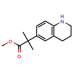 Chemical structure of methyl 2-methyl-2-(1,2,3,4-tetrahydroquinolin-6-yl)propanoate , CAS 1894575-52-0, AChemBlock T93630