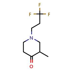 Chemical structure of 3-methyl-1-(3,3,3-trifluoropropyl)piperidin-4-one , CAS 1339465-61-0, AChemBlock T93635