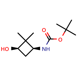 Chemical structure of tert-butyl N-[(1S,3R)-3-hydroxy-2,2-dimethyl-cyclobutyl]carbamate , CAS 2387565-30-0, AChemBlock T93641