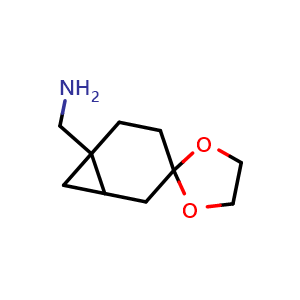 Chemical structure of spiro[1,3-dioxolane-2,4-norcarane]-1-ylmethanamine , CAS 2387595-95-9, AChemBlock T93642