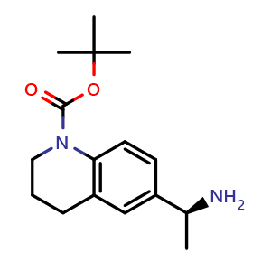 Chemical structure of tert-butyl 6-[(1S)-1-aminoethyl]-3,4-dihydro-2H-quinoline-1-carboxylate , CAS 2387562-48-1, AChemBlock T93647